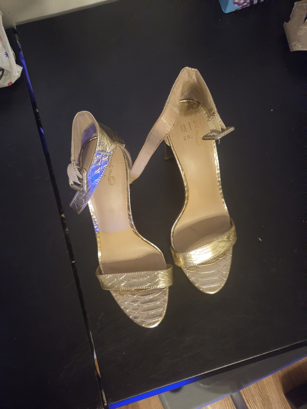 Gold Metallic Women's Ankle-Strap Heels